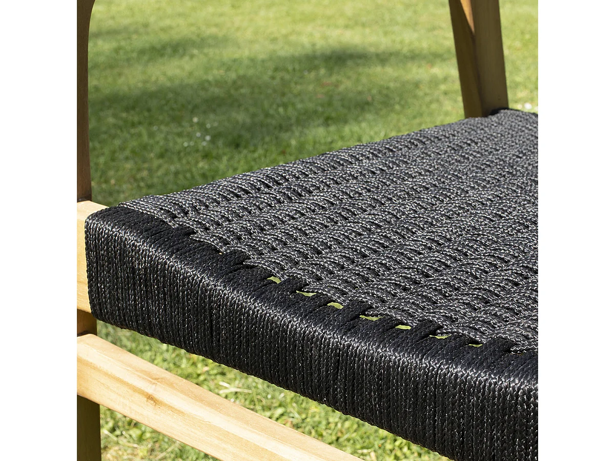 SaSet da giardino 8 posti in massello di teak e corda