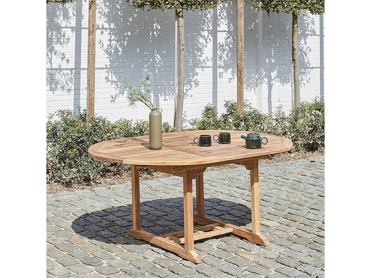 Set da esterno in massello di teak allungabile per 6/8 persone