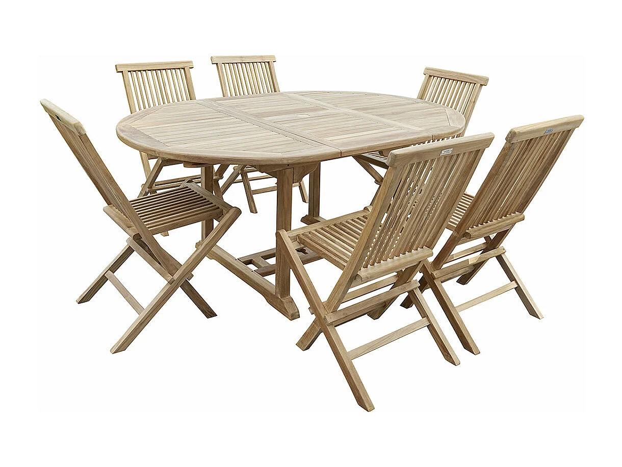 Set da esterno in massello di teak allungabile per 6/8 persone