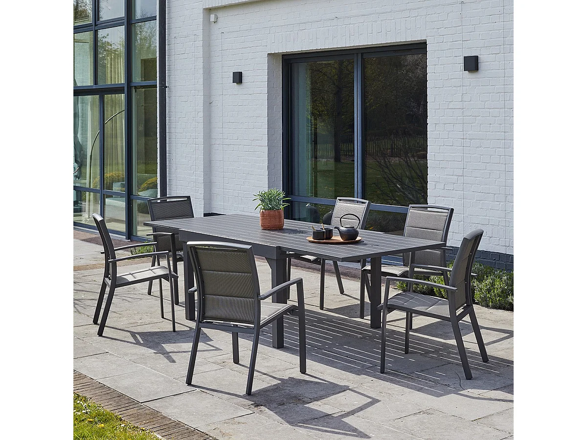 Salon de jardin en aluminium extensible 6/10 places