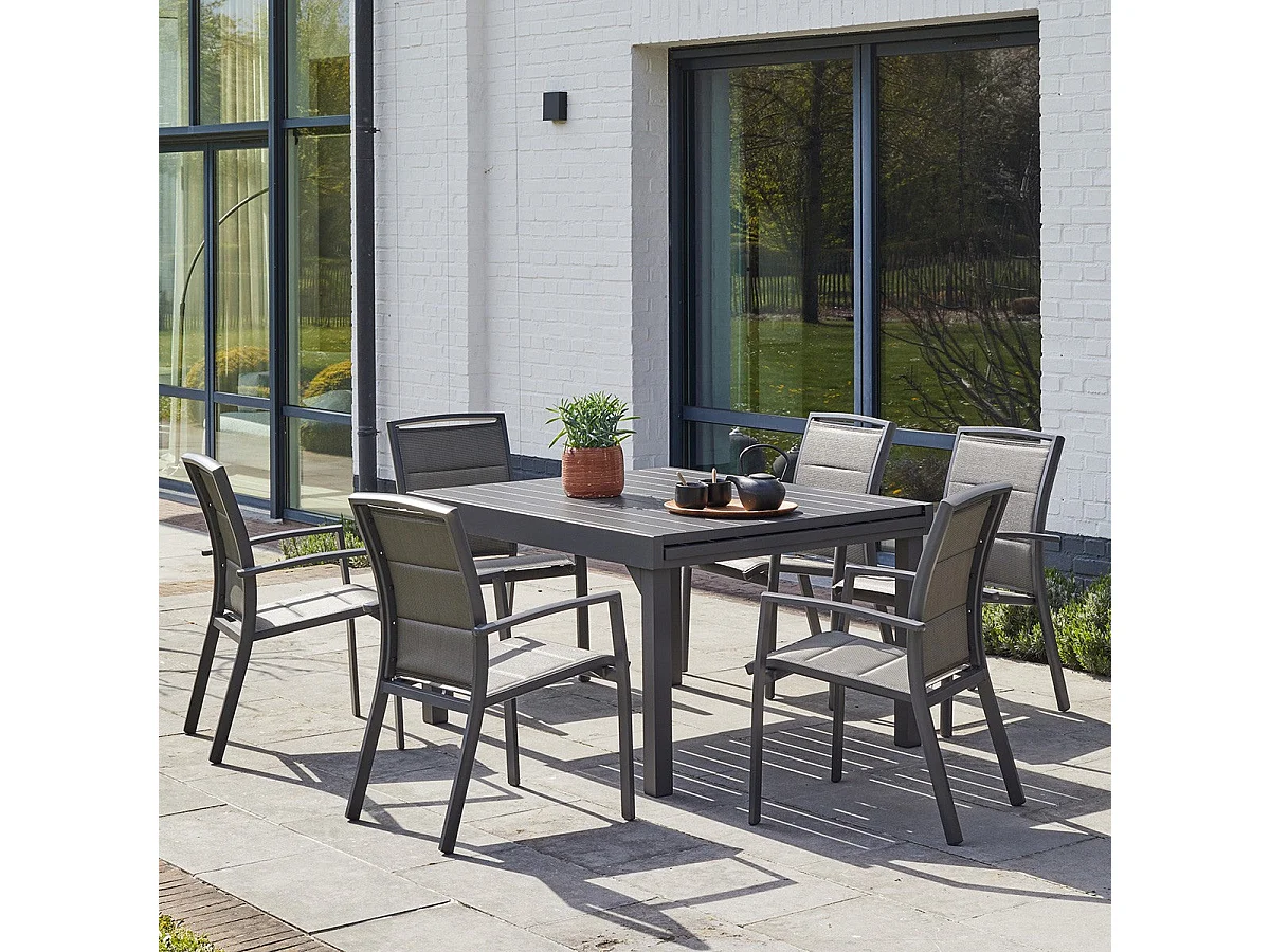 Salon de jardin en aluminium extensible 6/10 places