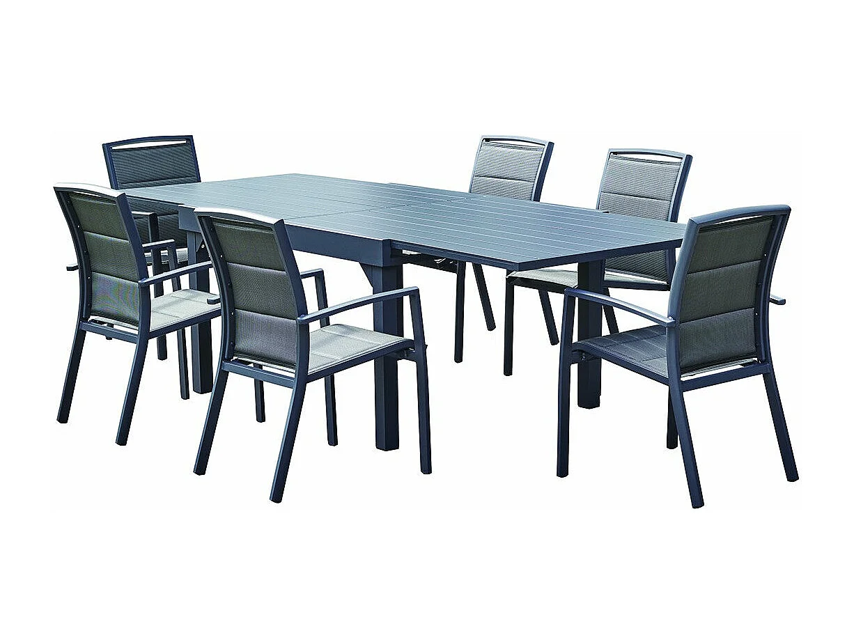Salon de jardin en aluminium extensible 6/10 places