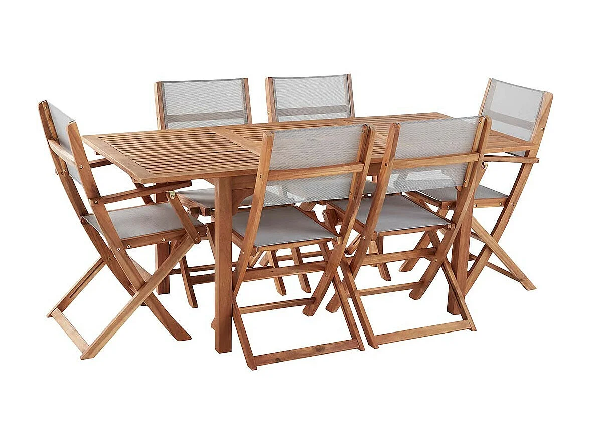 Salon de jardin en acacia massif extensible 6/8 places