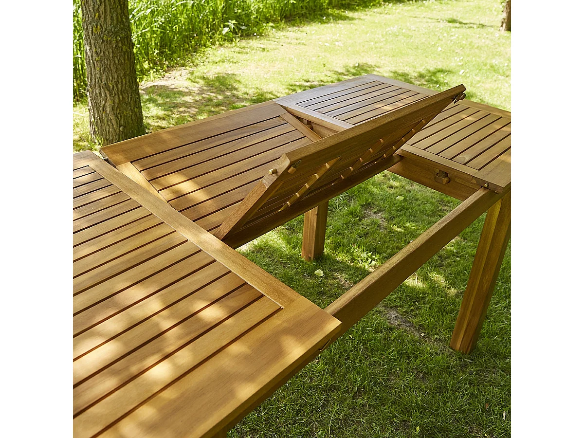 Salon de jardin en acacia massif extensible 6/8 places