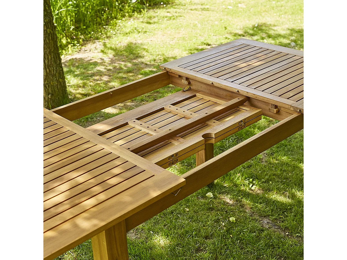 Salon de jardin en acacia massif extensible 6/8 places
