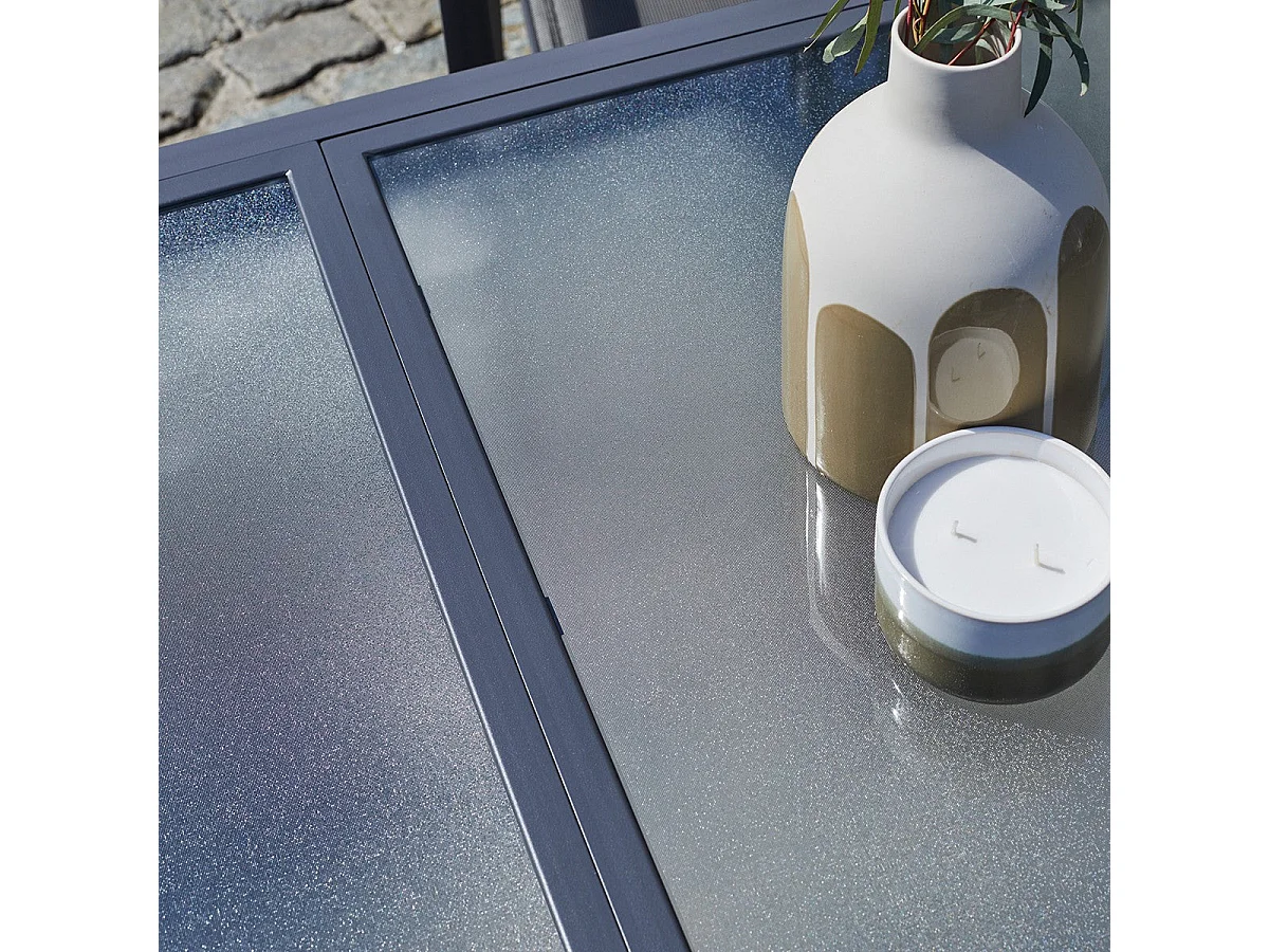 Salon de jardin en aluminium gris extensible 4/8 places