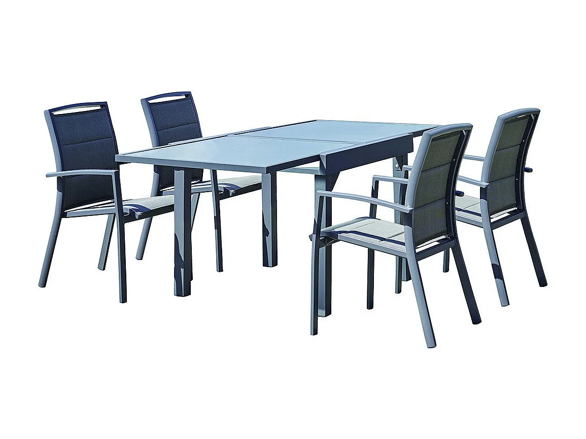 Salon de jardin en aluminium gris extensible 4/8 places