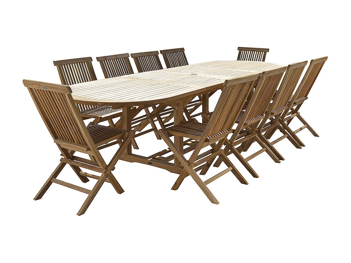 SaSet da giardino in teak massello allungabile 8/10 pers.