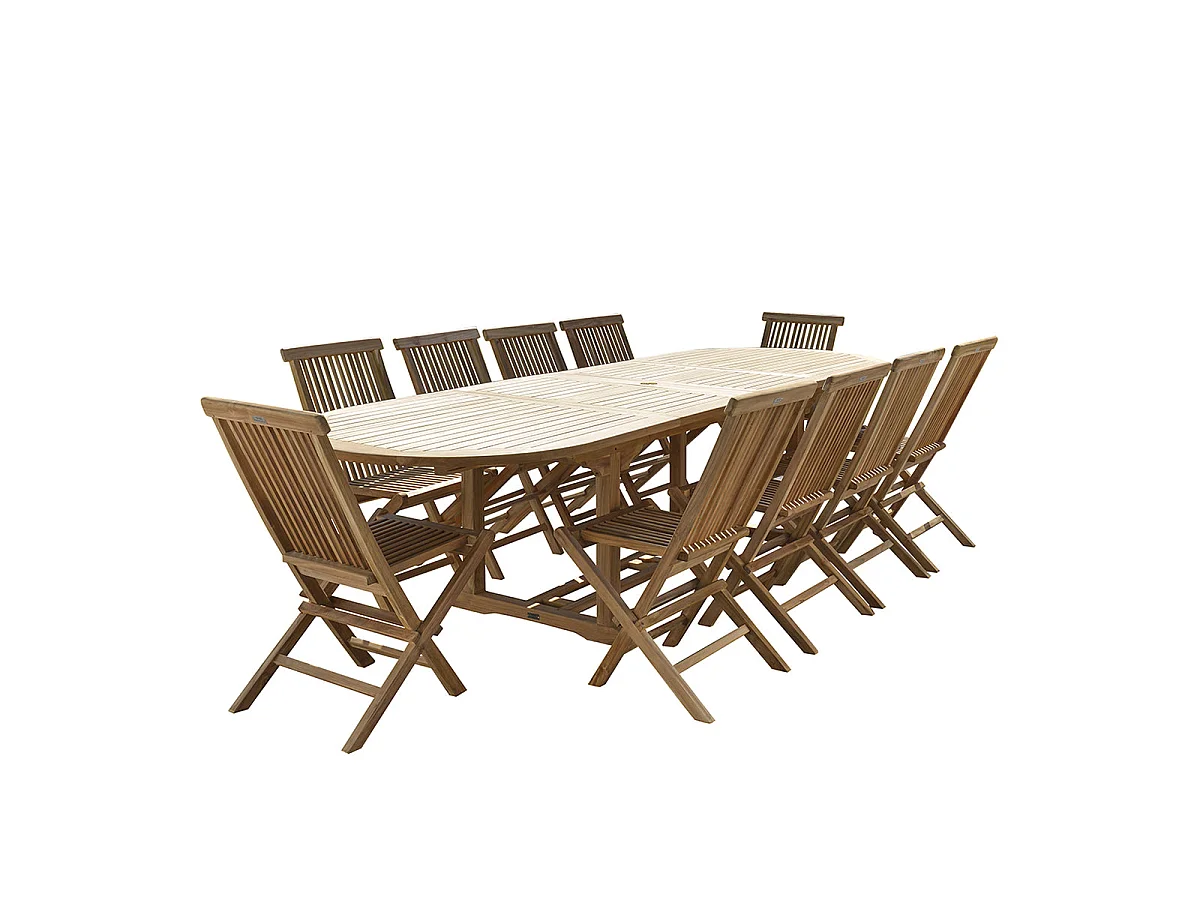 SaSet da giardino in teak massello allungabile 8/10 pers.