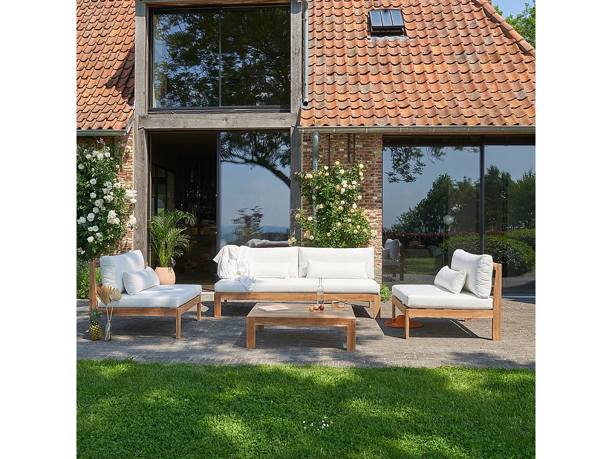 Salon de jardin bas en teck massif