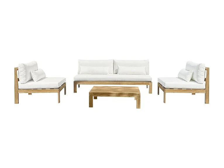 Salon de jardin 4/6 places en teck massif Blanc TOUQUET