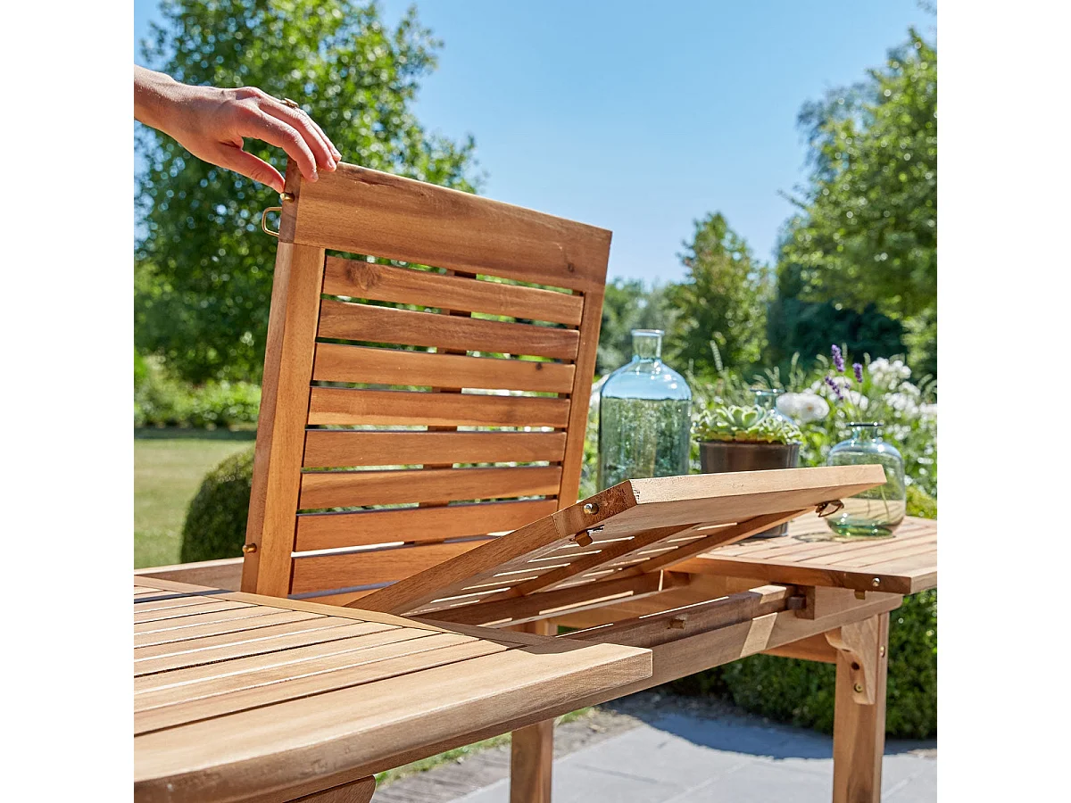 Salón de jardín de acacia maciza  y textileno gris 6/8 pers.