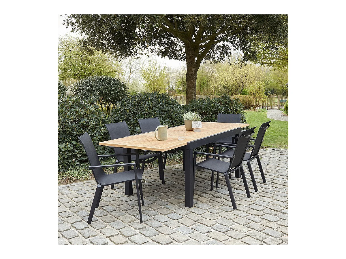 Salón de jardín de madera de teca maciza para 6/10 pers.