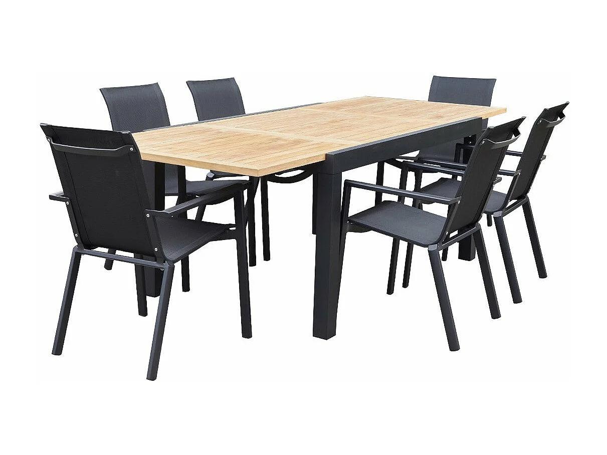 Salón de jardín de madera de teca maciza para 6/10 pers.