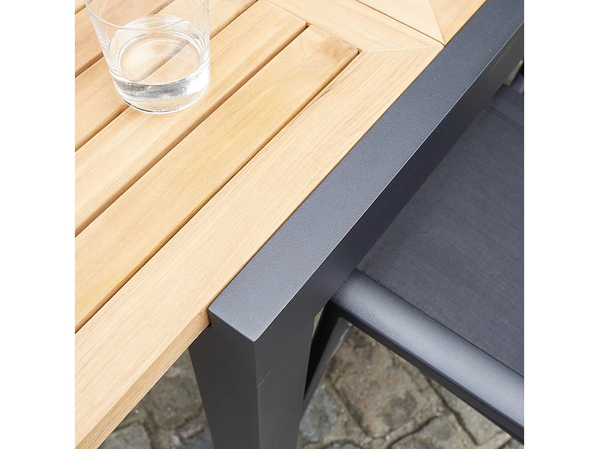 Salón de jardín de madera de teca maciza para 6/10 pers.