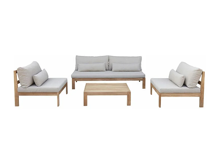 Salon de jardin 4/6 places en teck massif Taupe TOUQUET