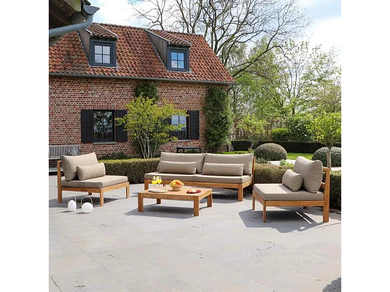 Salon de jardin 4/6 places en teck massif Taupe TOUQUET