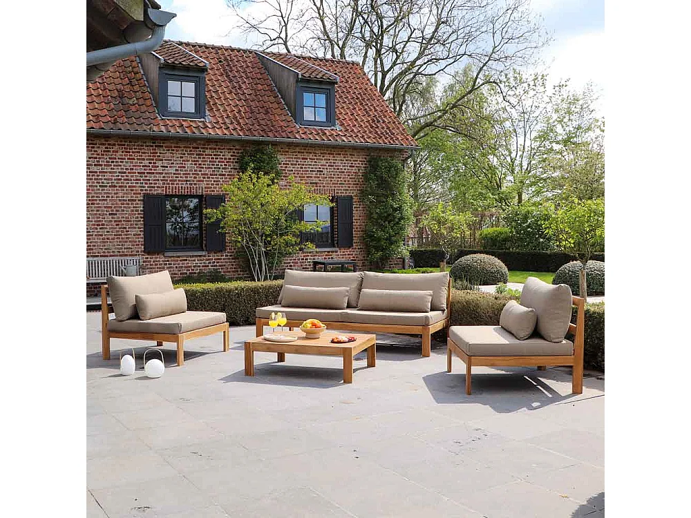 Salon de jardin 4/6 places en teck massif Taupe TOUQUET