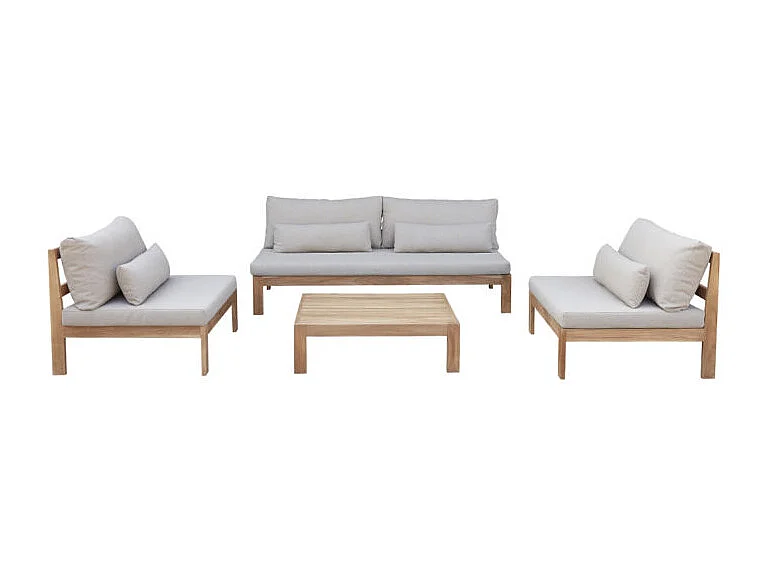 Salon de jardin 4/6 places en teck massif Taupe TOUQUET