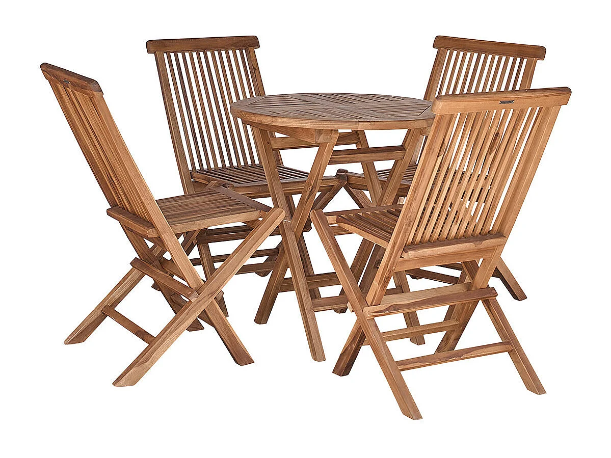 Salon de jardin en teck huilé massif pliant 4 places