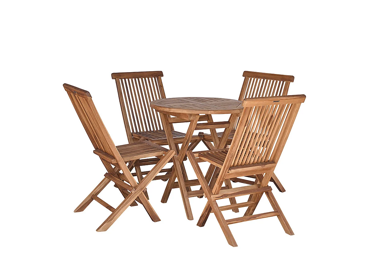 Set da esterno in massello di teak oliato per 4 persone