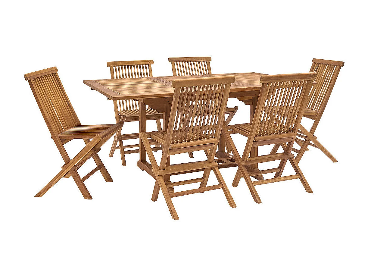 Set da esterno con tavolo allungabile in teak oliato per 6/8 persone