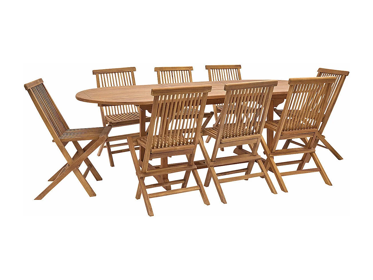 Set da esterno con tavolo allungabile in teak oliato per 8/10 persone