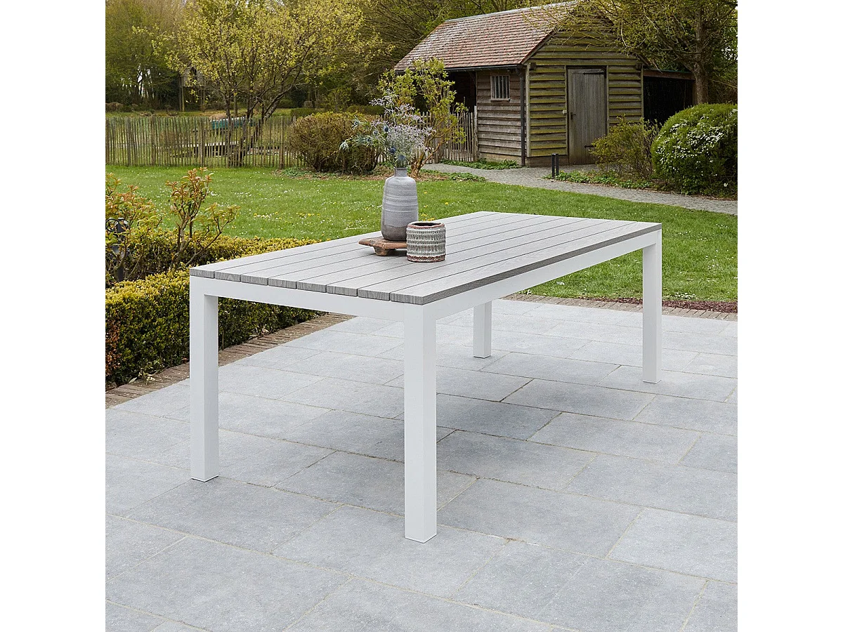 Salon de jardin aluminium blanc et textilène 8 places