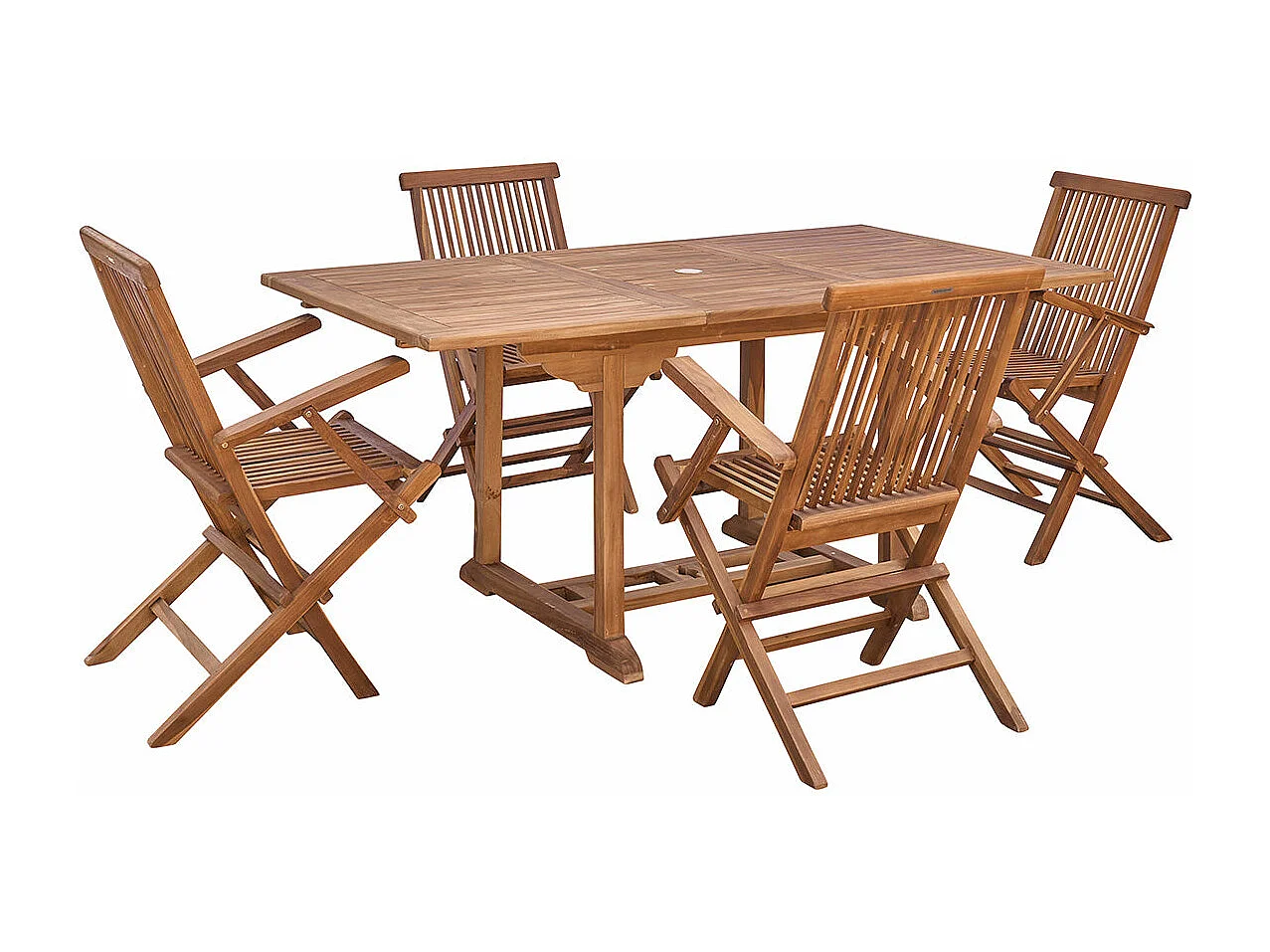 Set da esterno con tavolo allungabile in teak oliato per 4/8 persone