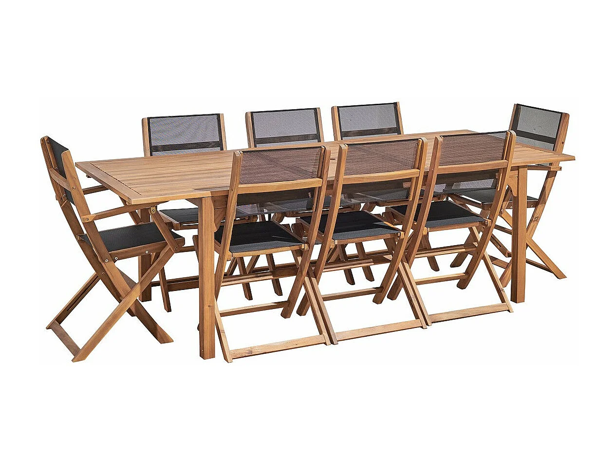 Salon de jardin en acacia massif extensible 8/10 places