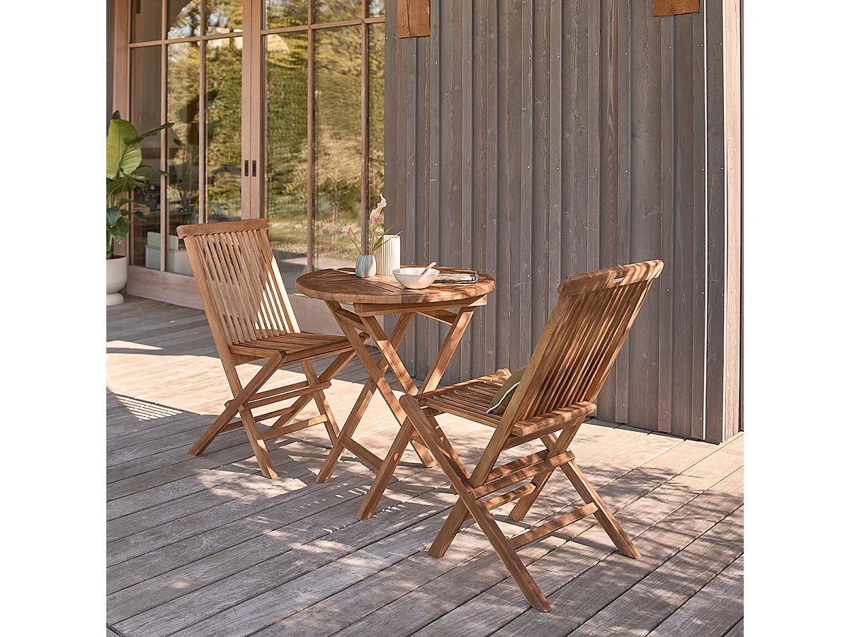 Set da esterno in massello di teak oliato per 2/4 persone