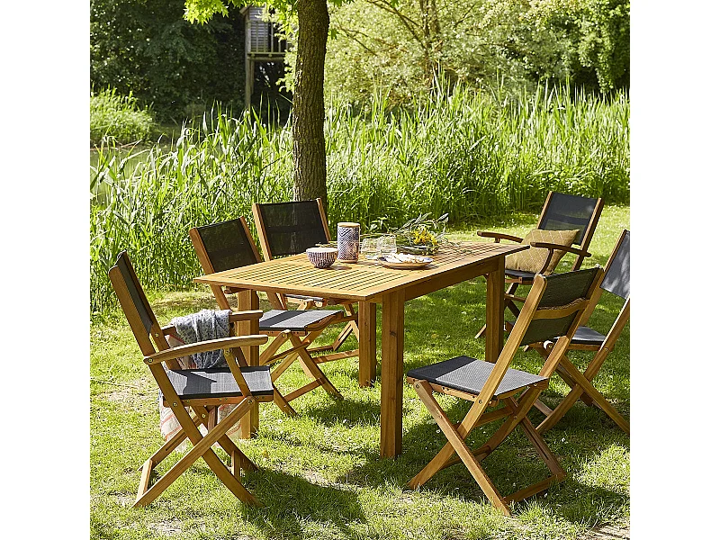 Set da esterno in acacia per 6/8 persone