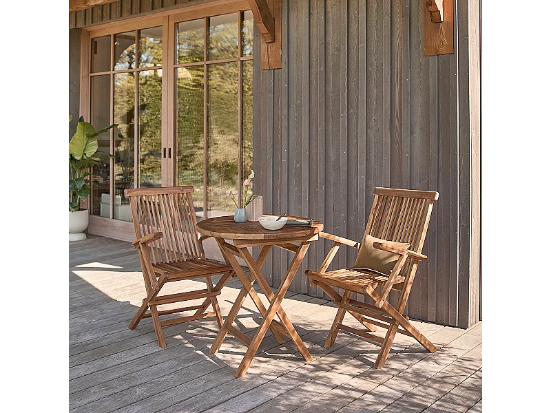 Set da esterno in massello di teak oliato per 2/4 persone