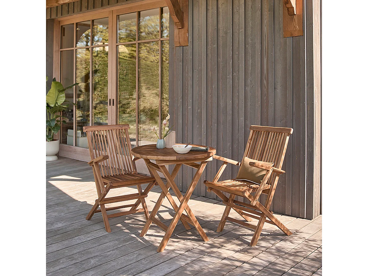 Set da esterno in massello di teak oliato per 2/4 persone