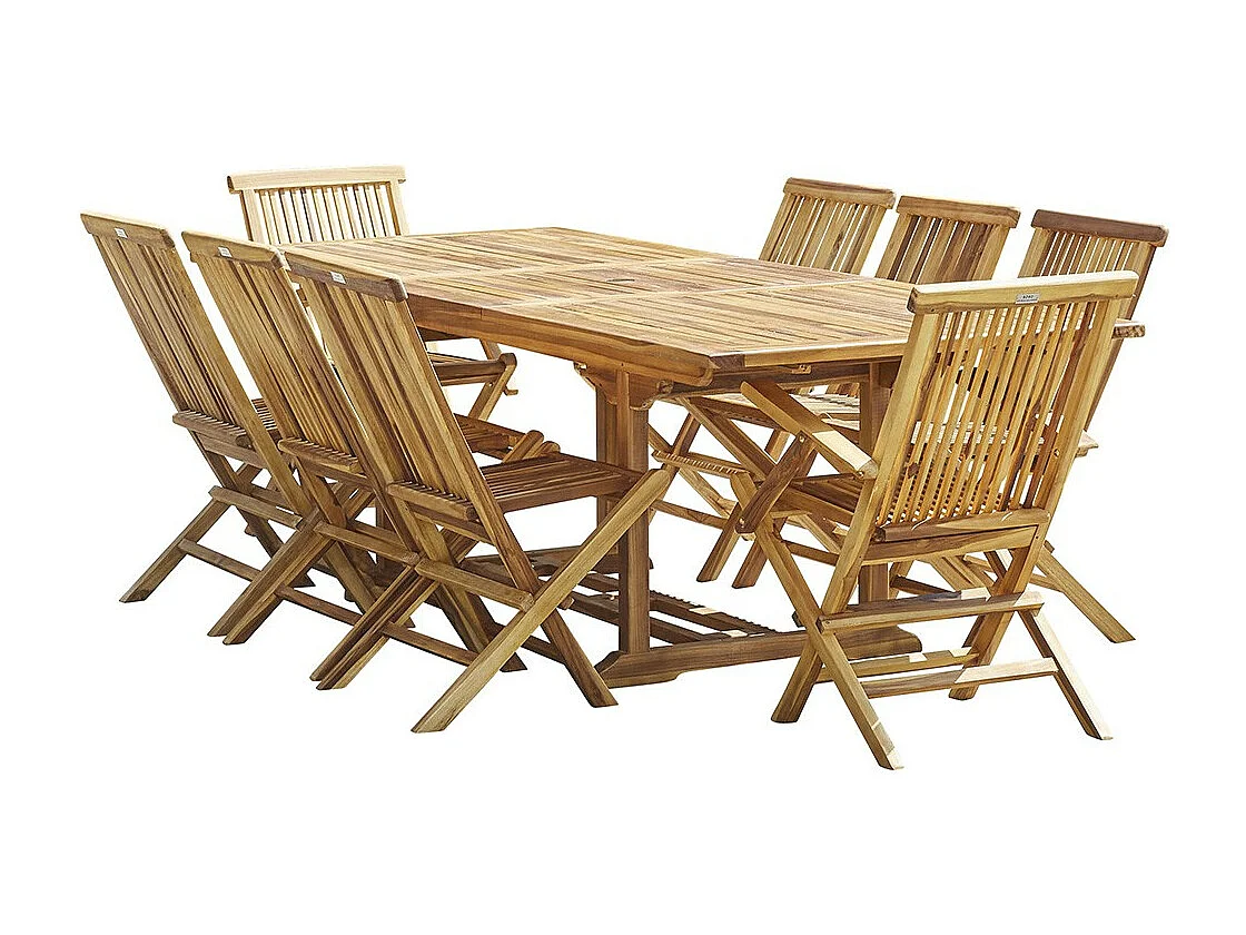 Set da esterno con tavolo allungabile in teak per 8/10 persone