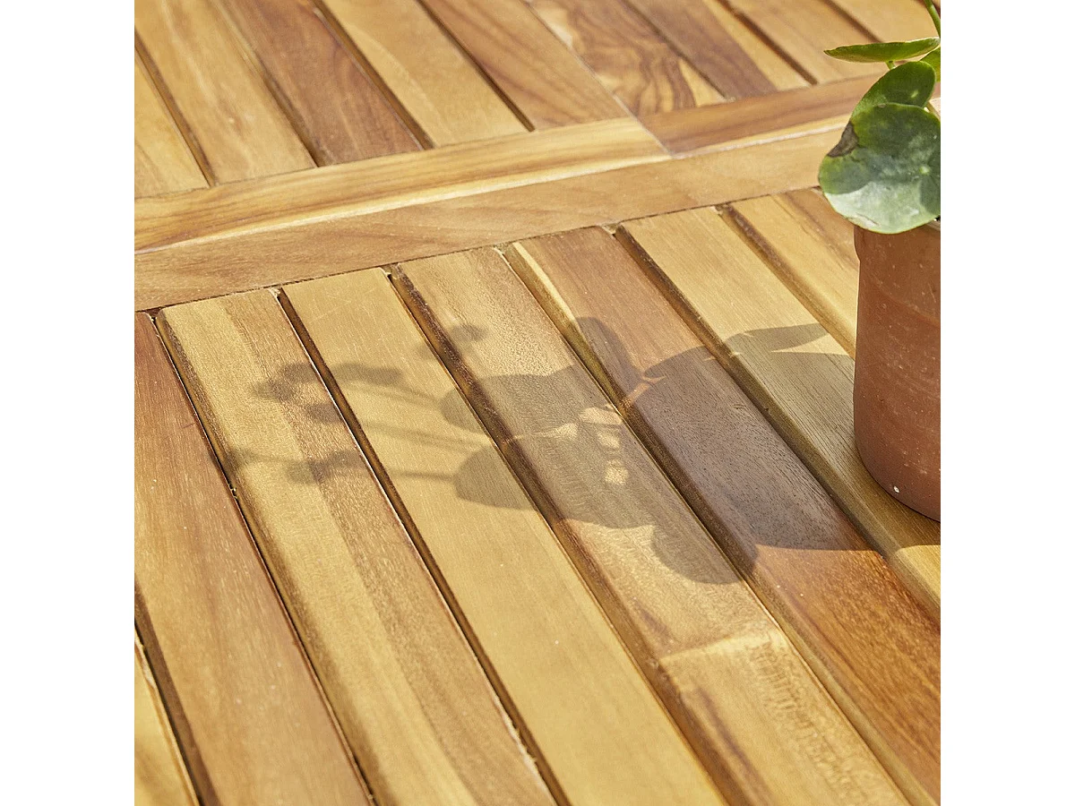 Set da esterno con tavolo allungabile in teak per 8/10 persone