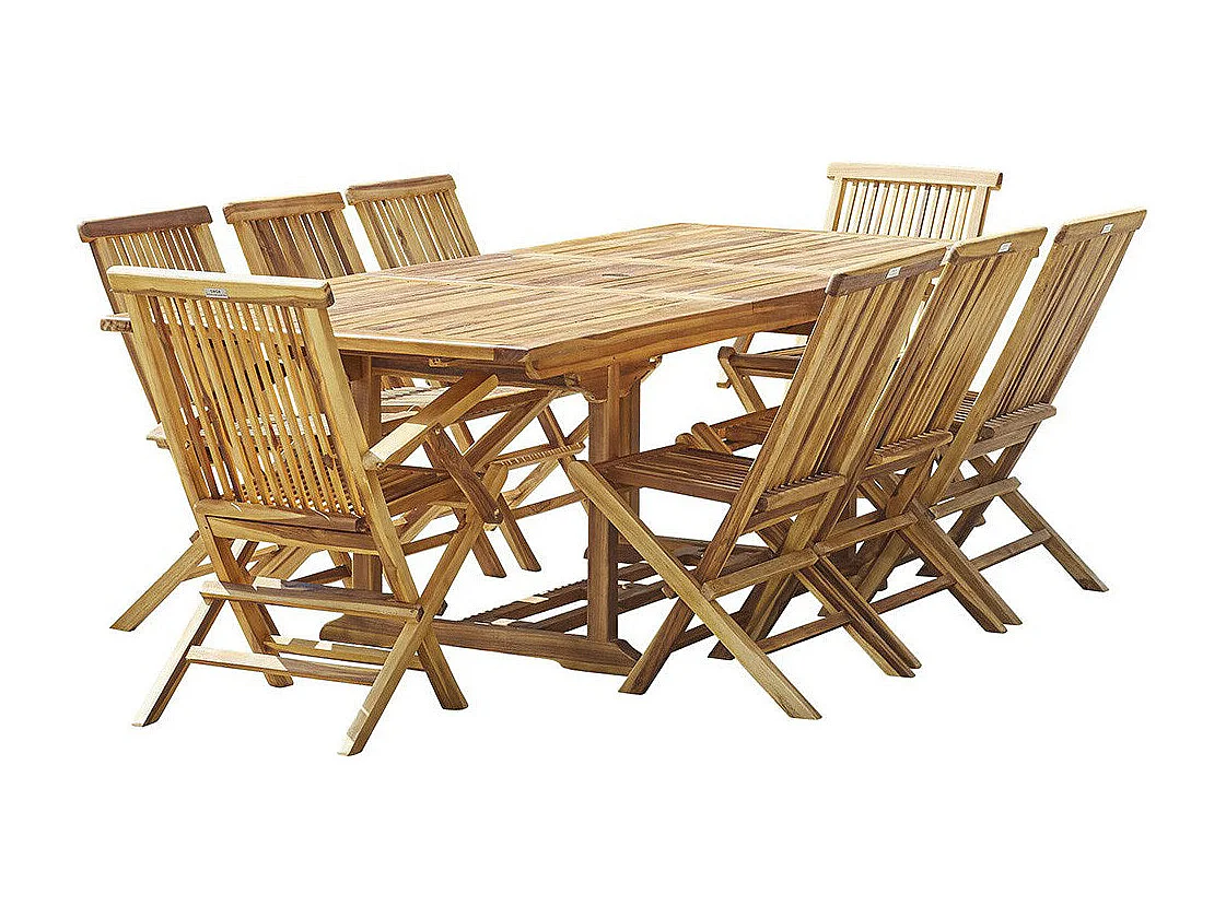 Salón de jardín de madera teca maciza aceitada 8/10 pers.