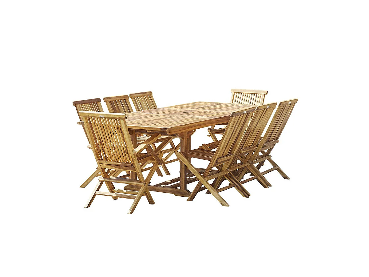 Set da giardino, teak massello con tavolo allungabile 8/10 pers