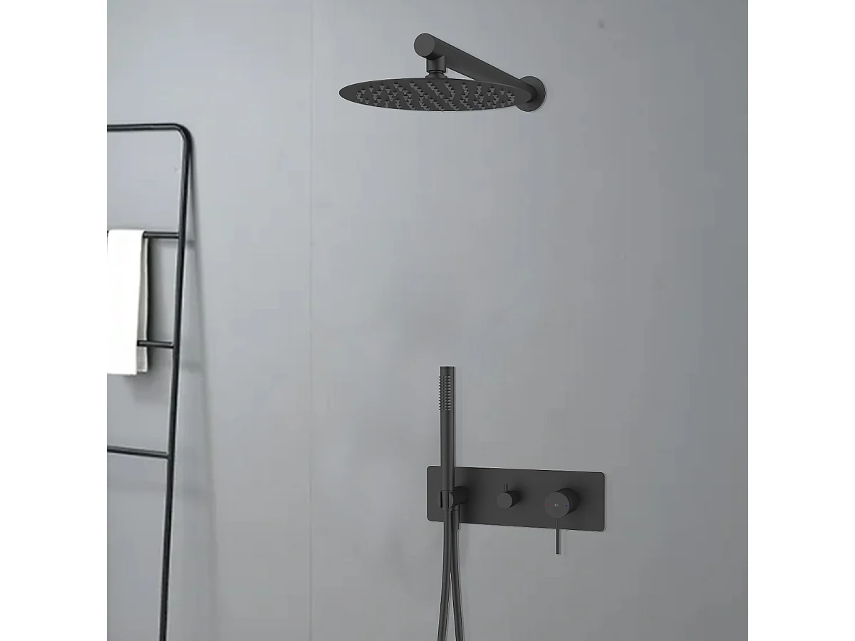 Envol columna de ducha empotrada mecánica negra Essebagno