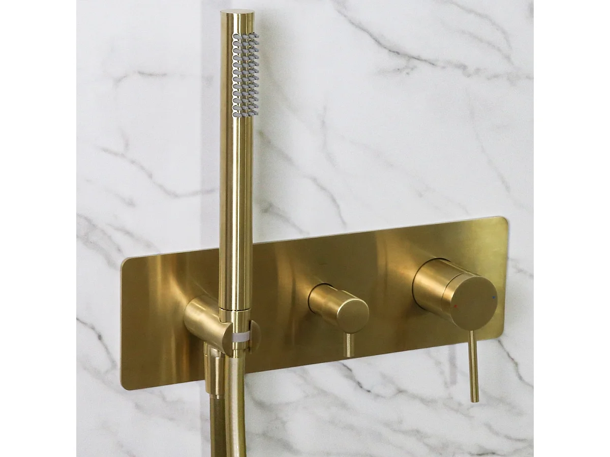 Envol colonne de douche encastrée mécanique or brossé - Essebagno