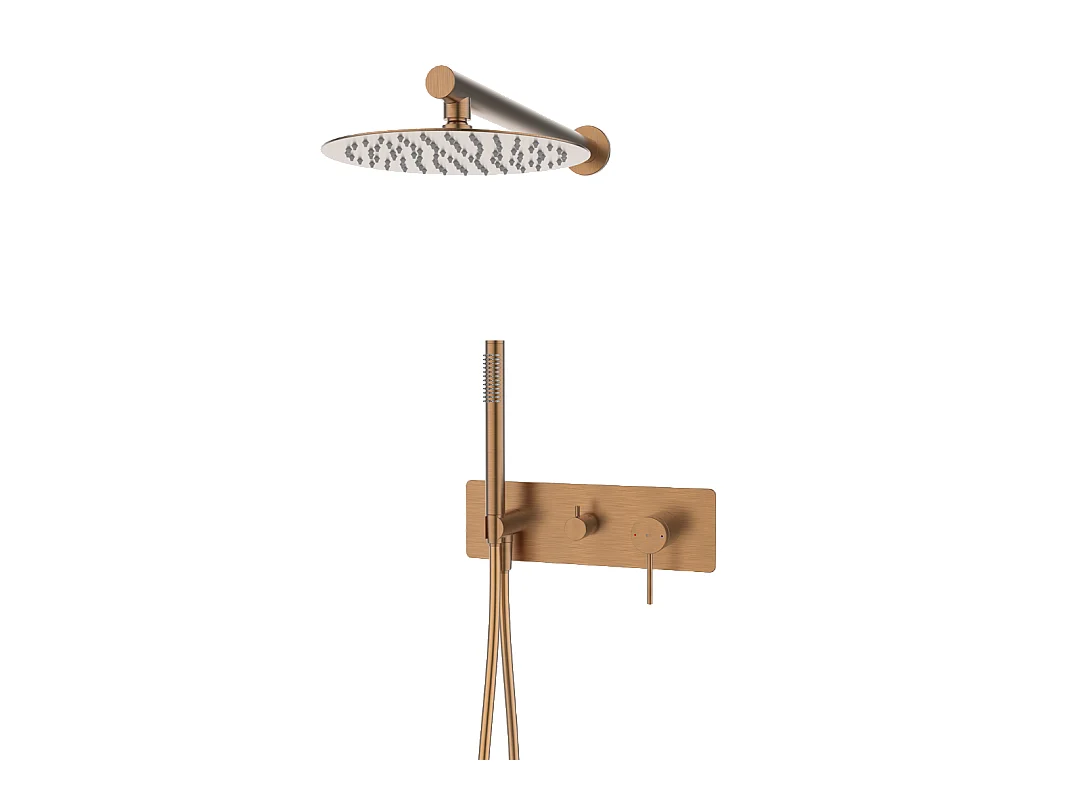 Envol colonne de douche encastrée mécanique cuivre brossé - Essebagno
