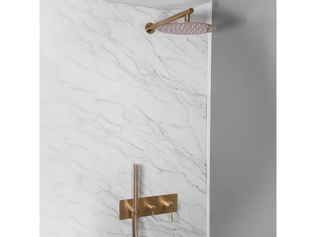 Envol colonne de douche encastrée mécanique cuivre brossé - Essebagno