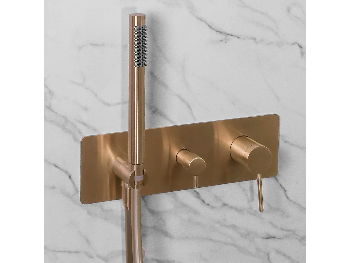 Envol colonne de douche encastrée mécanique cuivre brossé - Essebagno