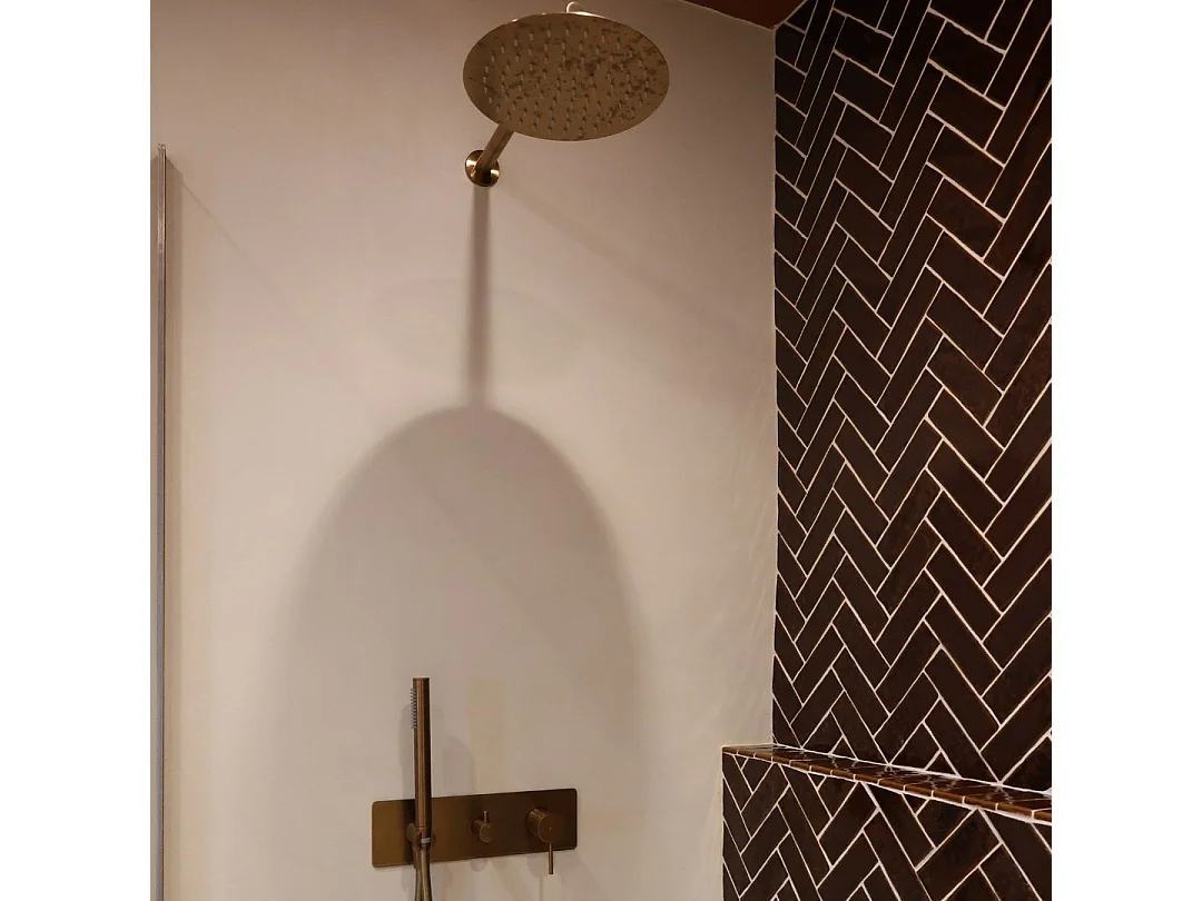 Envol colonne de douche encastrée mécanique cuivre brossé - Essebagno