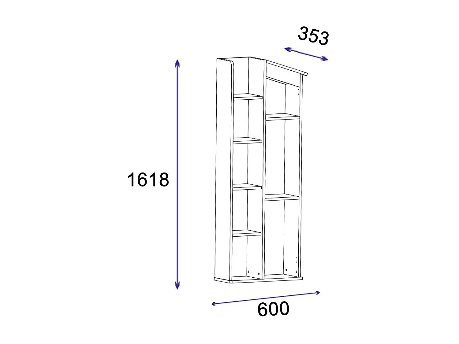 Estante de livros – 60 cm x 161.8 cm x 35.3 cm – Pinho Atlântico e Antracite – Painel de partículas