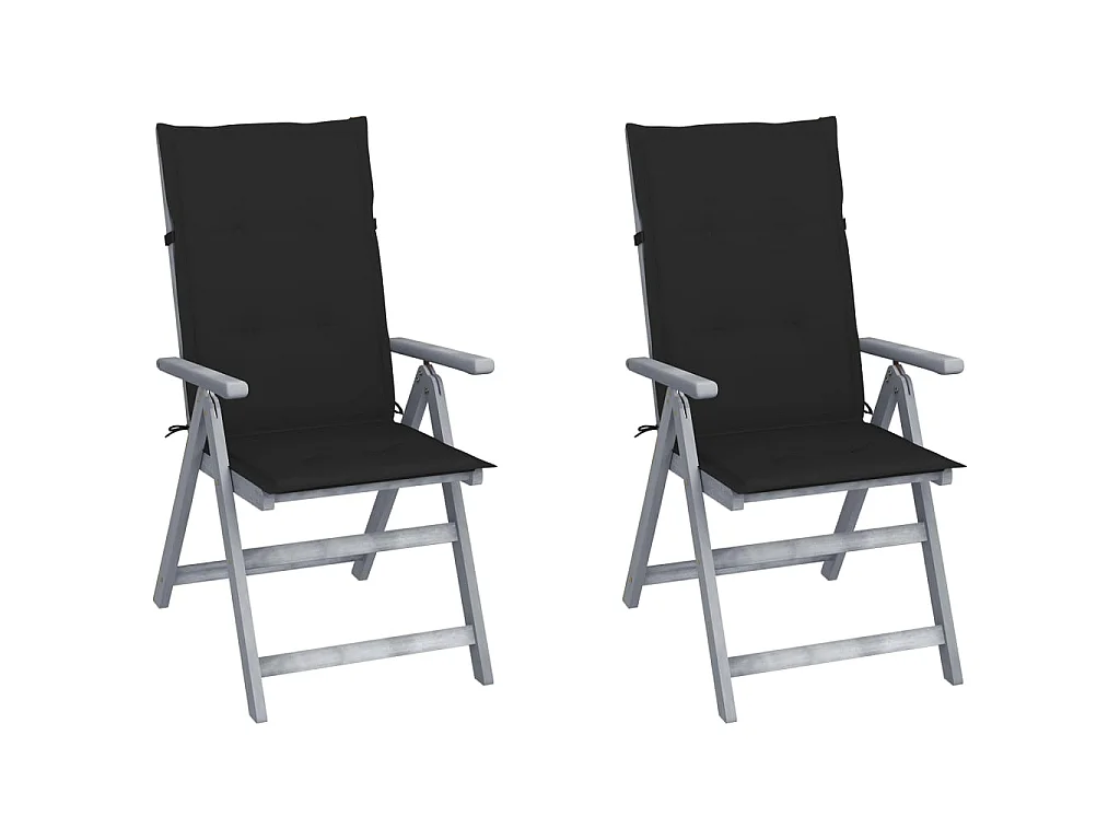 Chaises inclinables de jardin 2 pcs avec coussins Bois d'acacia 41