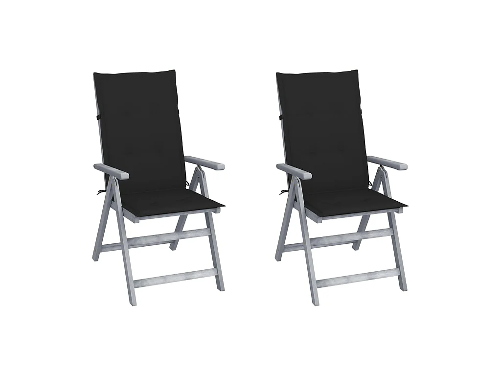 Chaises inclinables de jardin 2 pcs avec coussins Bois d'acacia 41