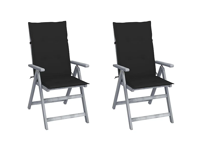 Chaises inclinables de jardin 2 pcs avec coussins Bois d'acacia 41