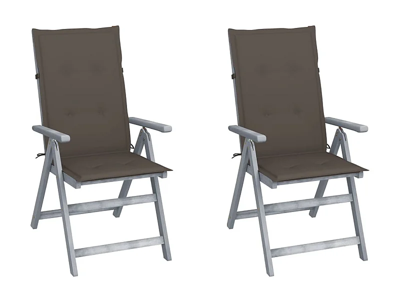 Chaises inclinables de jardin 2 pcs avec coussins Bois d'acacia 42