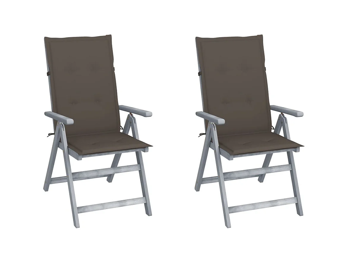 Chaises inclinables de jardin 2 pcs avec coussins Bois d'acacia 42